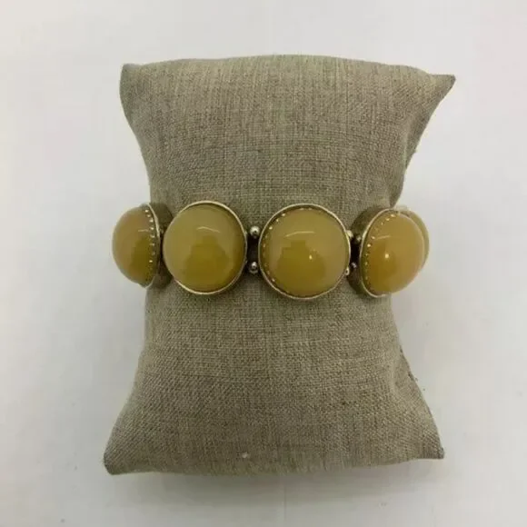 Ann Taylor Vitage Yellow Cabochon Bib Necklace/Bracelet Set 17" - Picture 3 of 4